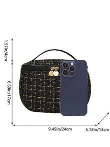 Túi trang điểm kẻ sọc có khóa kéo - màu đen - Xem 8