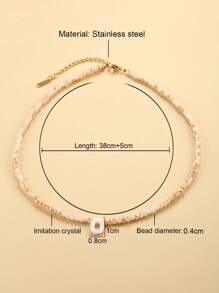 1入組波西米亞合成樹脂字母吊墜串珠項鏈適合女士日常裝飾 - 香檳色 - 查看 4