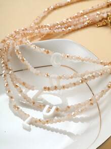 1入組波西米亞合成樹脂字母吊墜串珠項鏈適合女士日常裝飾 - 香檳色 - 查看 5