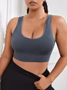 Sujetador deportivo de espalda con tira cruzada - Gris - Ver 1