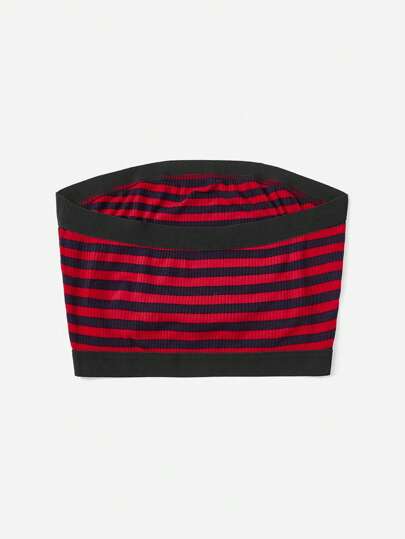 Top corto de tubo con gráfico a rayas y cruzado