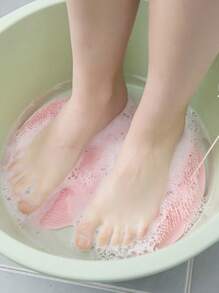 1入組粉色的多功能後清潔矽膠便攜腳死皮去除器刷適用於浴室 - 粉色 - 查看 3