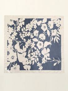 1 chiếc khăn lụa in hình dành cho nữ, khăn choàng vuông để đeo hàng ngày và khăn trùm đầu Bandana - Màu xanh bụi bặm - Xem 5