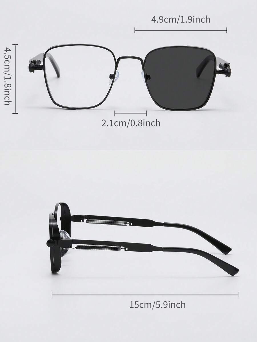1pair Men Metal Frame Photochromic Fashionable Sunglasses For Outdoor
