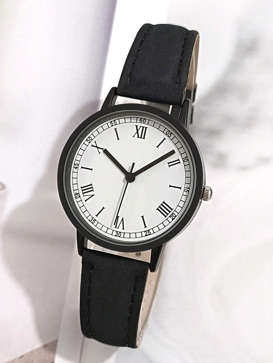 1 pieza Reloj de cuarzo con correa para mujer, regalo para festivales - Negro - Ver 1