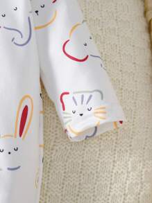 新生儿可爱卡通图案长袖连脚连体衣，秋季款