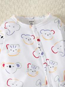 新生儿可爱卡通图案长袖连脚连体衣，秋季款