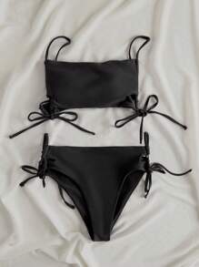 Swim Vcay Women's Beach Vacation Bikini Swimsuit, Wireless - Black - View 4