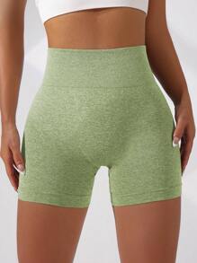 Yoga Basic Rynkad Enkel Kvinnor Sportshorts - Limegrön - Visa 4