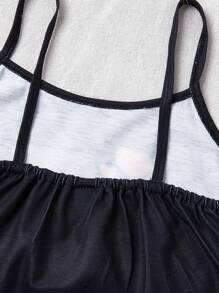 Tween Girl Bear Print Cami Top & Shorts PJ Set - Multicolor - View 5