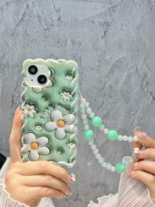 Summer Floral Pattern Anti-Fall Phone Case With Lanyard - Multicolor - View 3