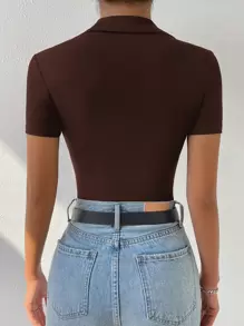 SHEIN EZwear Polo領條紋針織連體衣