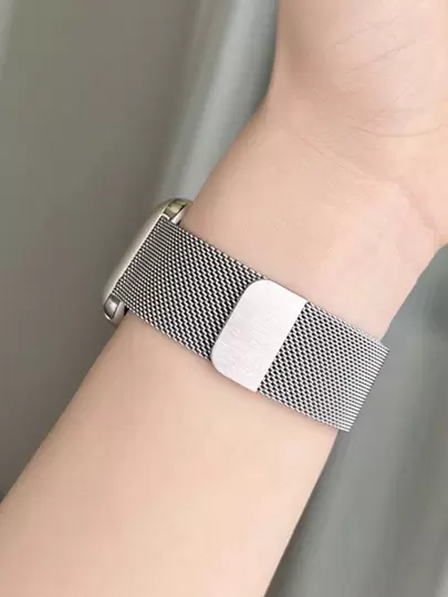 1pc Compatible With Apple Watch Band Series 9, Ultra/Ultra 2, SE 8 7 6 5 4 3 2 1 38mm 40mm 41mm 42mm 44mm 45mm 49mm Women And Men, Stainless Steel Mesh Loop Magnetic Clasp Replacement Compatible With Apple Watch