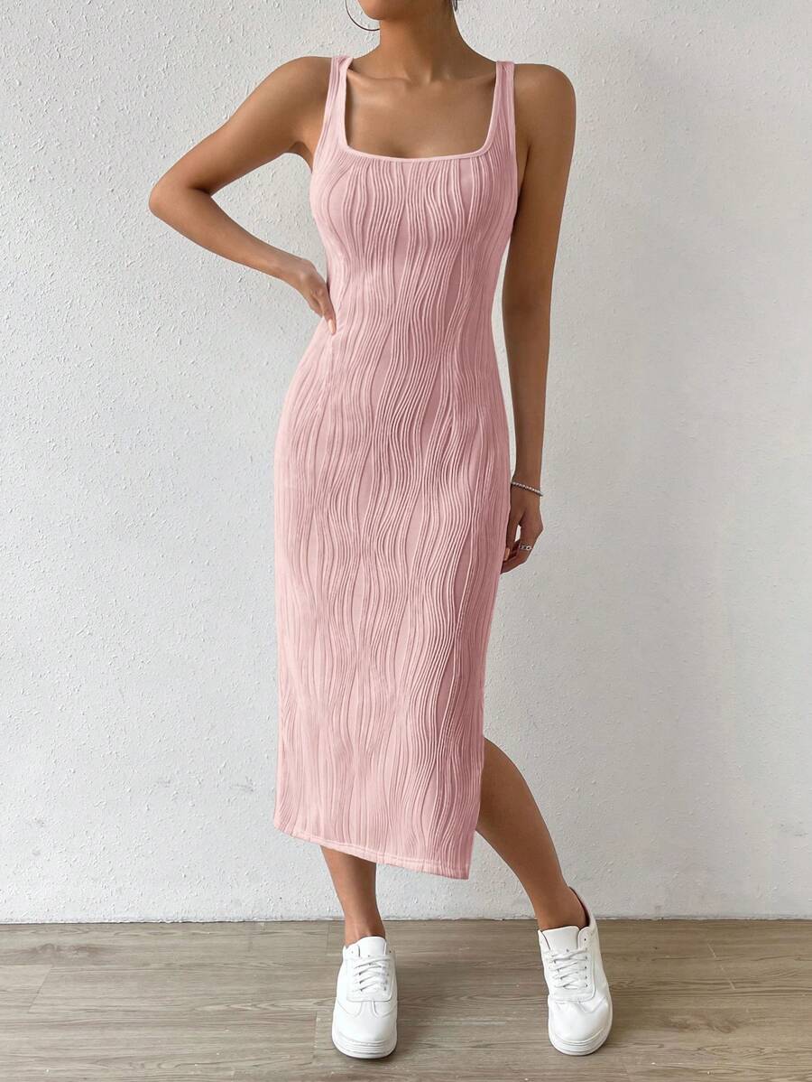 SHEIN EZwear 素色高衩背心洋裝 - 淺粉色 - 查看 1