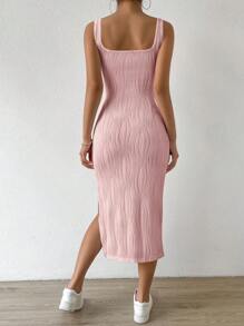 SHEIN EZwear 素色高衩背心洋裝 - 淺粉色 - 查看 2
