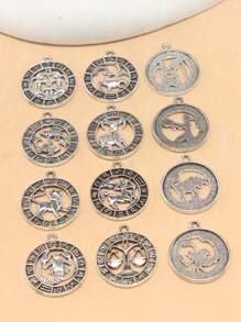 12 Cái/bộ Vintage Hợp Kim Kẽm 12 Chòm Sao Tự Làm Mặt Dây Chuyền Nữ Cho Tự Làm Trang Sức Làm - Bạc - Xem 2