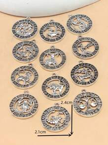 12 Cái/bộ Vintage Hợp Kim Kẽm 12 Chòm Sao Tự Làm Mặt Dây Chuyền Nữ Cho Tự Làm Trang Sức Làm - Bạc - Xem 3