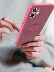 Vỏ điện thoại trơn có giá đỡ nhẫn - Màu Đỏ Sâu - Xem 4