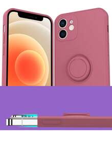 Vỏ điện thoại trơn có giá đỡ nhẫn - Màu Đỏ Sâu - Xem 5