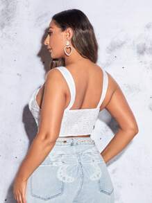 SHEIN BAE Top fruncido bustier bajo pañuelo ancho tirantes - Blanco - Ver 2