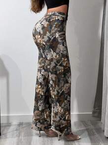 SHEIN SXY Quần nữ Nút Túi Dây kéo Ngụy trang Giải trí - Nhiều màu - Xem 3