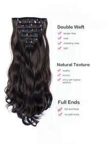 7pcs Long Curly Synthetic Hair Extension - Brown - View 3