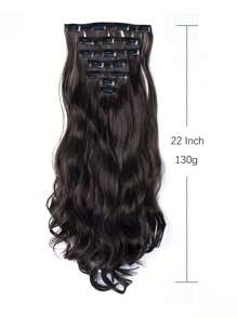 7pcs Long Curly Synthetic Hair Extension - Brown - View 4