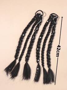 2 chiếc Ngọc Trai Trang Trí Bện Tóc Tổng Hợp Đường Phố - màu đen - Xem 4