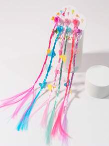6pcs Butterfly Decor Braided Synthetic Hair Extension Boho - Multicolor - View 2