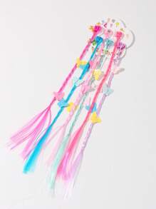 6pcs Butterfly Decor Braided Synthetic Hair Extension Boho - Multicolor - View 3