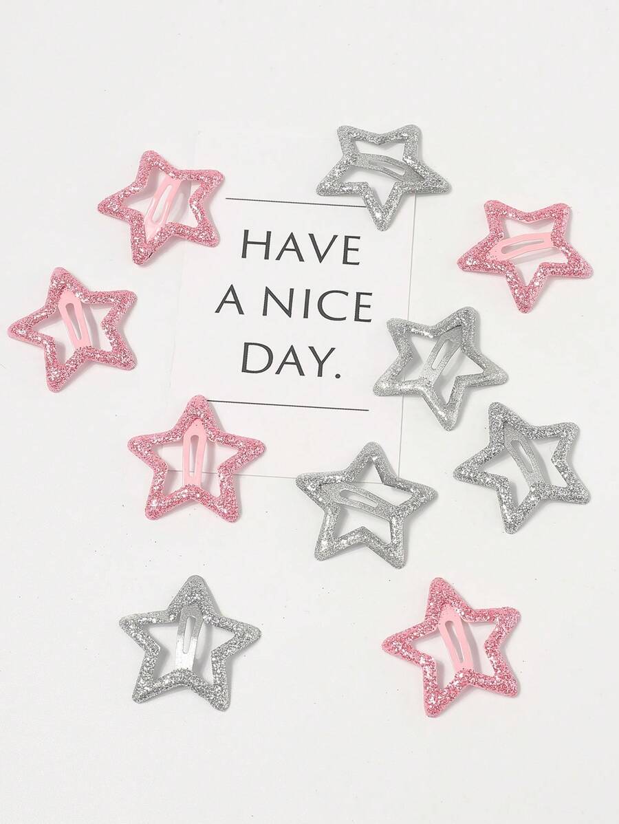 10 cái NỮ Long lanh Thiết kế ngôi sao Duyên dáng Kẹp Để Trang Trí Hàng Ngày Đường phố - Nhiều màu - Xem 1