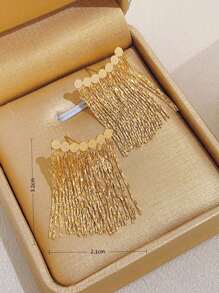 Andkiss Metal Tassel Drop Earrings - Yellow Gold - View 4
