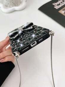 Vỏ điện thoại trang trí nơ rhinestone có dây buộc - Bạc - Xem 5