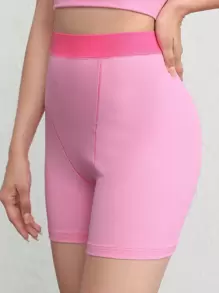 Ocili Leisure Stretchy & Comfy Ribbed High Waist Cycling Shorts Lounge Shorts - Pink Sleep Shorts - Pink - View 9