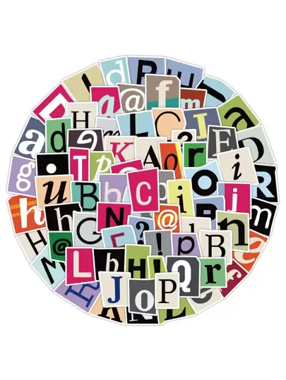 100入組字母圖形什錦貼紙創意多用途貼紙適用於DIY工藝品、裝飾品、手帳