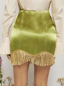 SHEINNeu Váy nữ mép Dây kéo Thú vật Thanh lịch - Màu xanh Ô liu - Xem 2