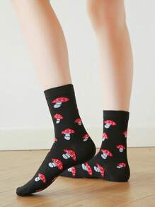 Mushroom Print Crew Socks