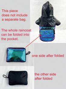 1pc Color Block Pet Raincoat For Dog And Cat For Rainy Day - Blue - View 5