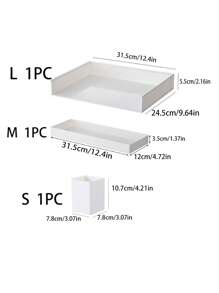 1pc White Desktop Pen Storage Box, Nordic Plain Color Multi-purpose Plastic Storage Box For Office, School - White - View 8