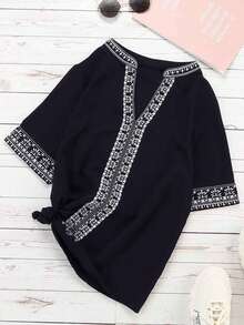 CILKOO Áo sơ mi nữ Hình học Giải trí - màu đen - Xem 6