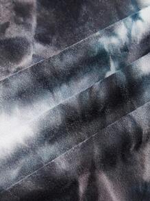 ROMWE PUNK Plus Tie Dye Asymmetrical Hem Cami Dress - Black and White - View 4