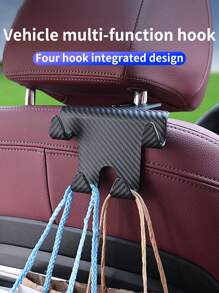 4pcs/set Plain Plastic Car Seat Back Hook - Black - View 2