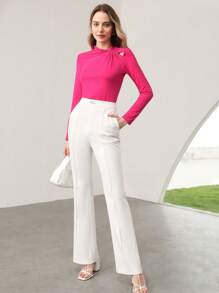 MOTF PREMIUM Twist Cutout Viscose-Blend Top - Màu Hồng Tươi - Xem 7