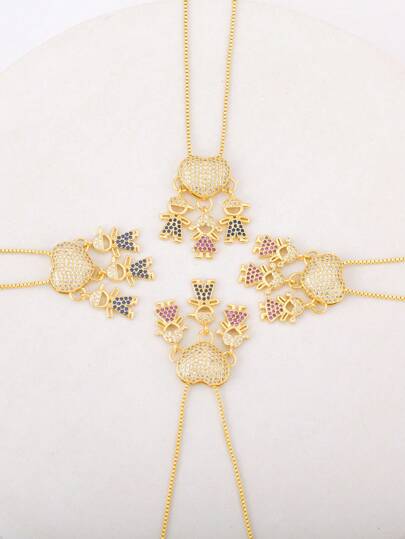 1入組情人節彩色方晶鋯石銅材吊墜項鍊優雅首飾類禮品適用於女士約會