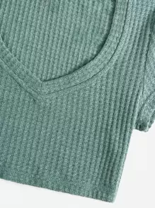 SHEIN EZwear 大圓領短款上衣 - 青碧色 - 查看 4