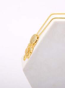 1pc Fashion Cubic Zirconia Decor Figure Pendant Necklace For Women For Daily Decoration - Yellow Gold - View 3