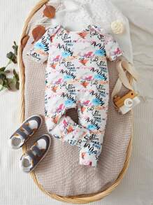 SHEIN Baby Letter Graphic Tee Jumpsuit - Multicolor - View 1
