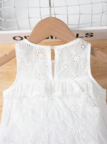 SHEIN Baby Ruffle Trim Schiffy Tank Top & Floral Print Flare Leg Trousers - Multicolor - View 7