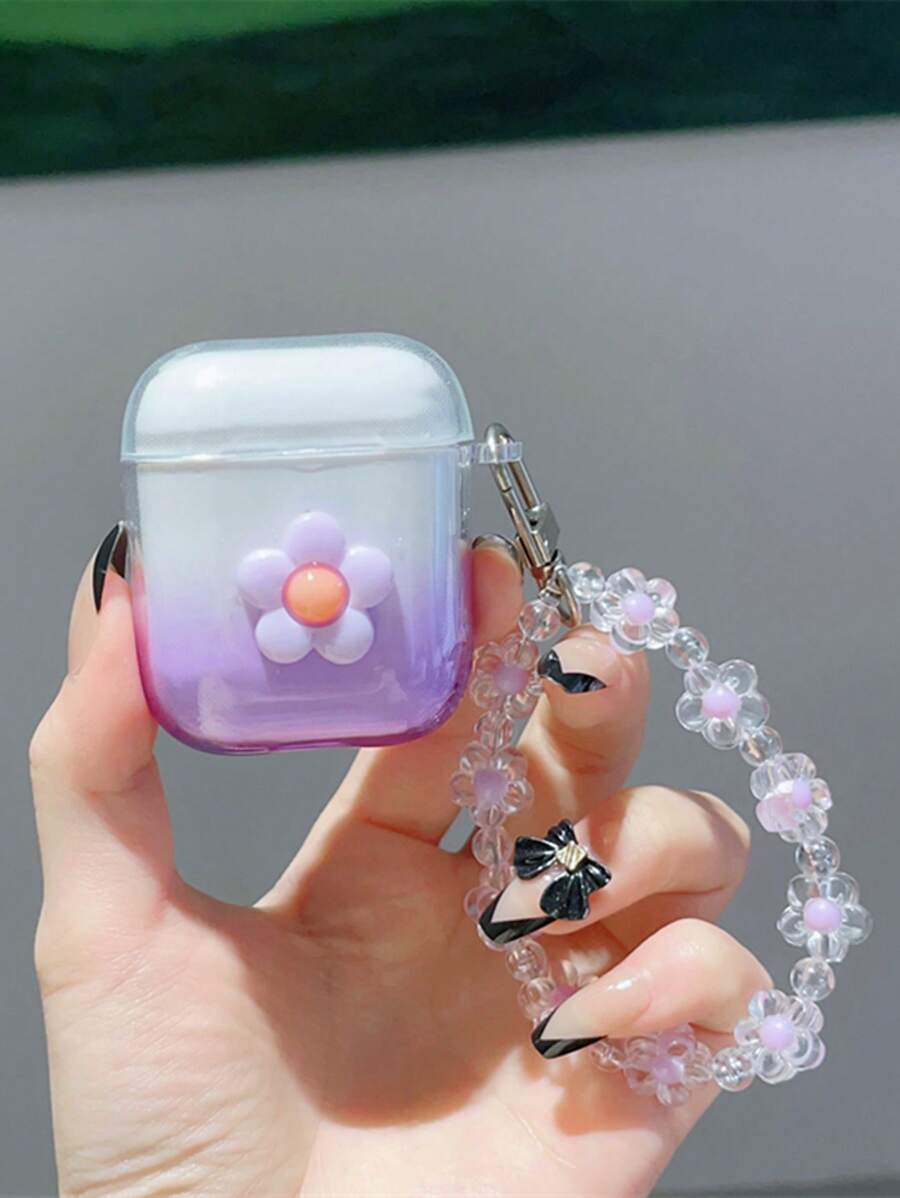 Vỏ ombre trang trí hoa tương thích với Airpods - Nhiều màu - Xem 1