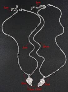 2 Cái/bộ Thời Trang Hợp Kim Kẽm Chữ Chi Tiết Dây Chuyền Trái Tim Vòng Cổ Cho Nữ Quà Tặng Của Mẹ - Màu Bạc Cổ - Xem 5